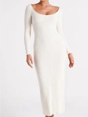 Meshki | Dresses | Meshki Karleigh Dress Faux Fur Knit Maxi Ivory Size  Large | Poshmark